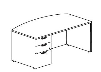3RFB_BX - Treo, Bow Top Desk w/ Single BBF Floor Ped (left)