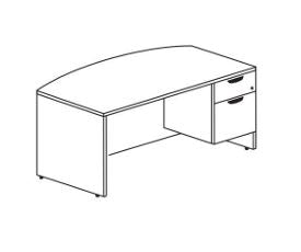 3RFB_HX - Treo, Bow Top Desk w/ Single Hanging Ped (Left or Right)