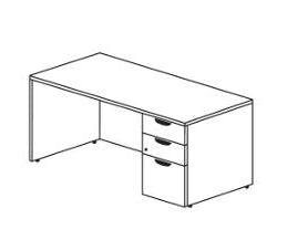 3RF_XB - Treo, Regular Desk w/ Single BBF Floor Ped (right)