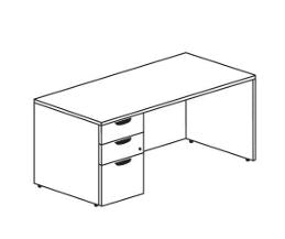 3RF_BX - Treo, Regular Desk w/ Single BBF Floor Ped (left)