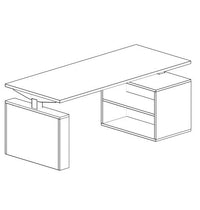 3RHA_SBG - Treo, Enclosed Height Adjust Desk w/ Low Bookcase One Side