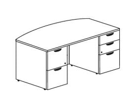 3RFB_FB - Treo, Bow Top Desk w/ 1-FF & 1-BBF Floor Ped