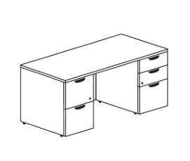 3RF_FB - Treo, Regular Desk w/ 1-FF & 1-BBF Floor Ped