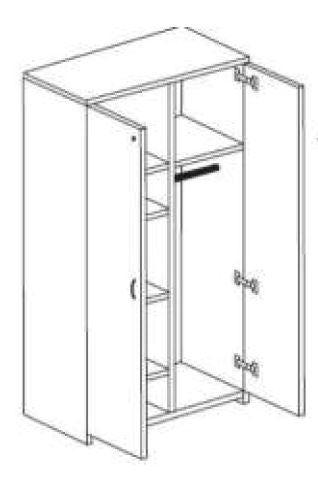 3SPS - Treo, 1/2 Stor & 1/2 Wardrobe 1 Fxd/3 Adj Shlvs