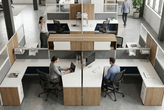 Modern office with employees working at their desks