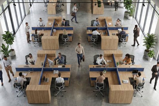 Modern office with employees working at their desks