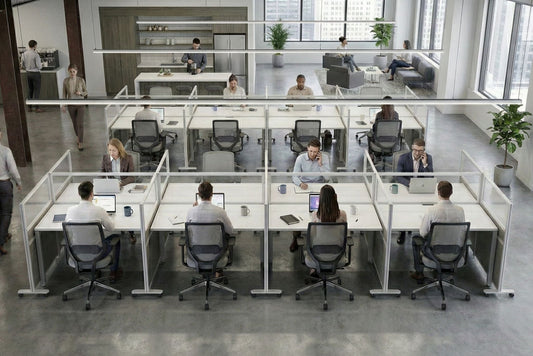 Modern office with employees working at their desks
